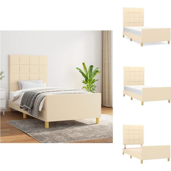 Vidaxl Struttura Letto Con Testiera In Tessuto Panna 90X200 Cm - Letti E Strutture Letto-image