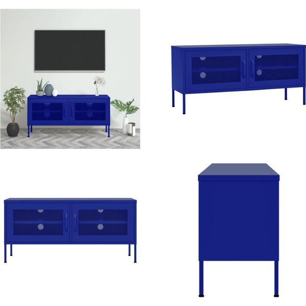 Vidaxl Mobile Tv Blu Navy 105X35X50 Cm In Acciaio - Mobile Tv - Mobile Tv - Mobile Hifi - Mobile Hifi-image