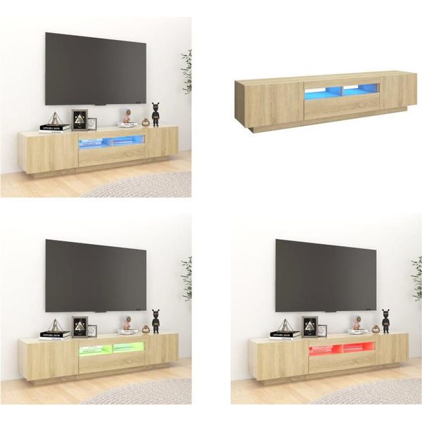 Vidaxl Mobile Tv Con Luci Led Rovere Sonoma 180X35X40 Cm - Mobile Tv - Mobili Tv - Mobile Tv Con Luce Led - Mobile Tv Con Luci Led-image