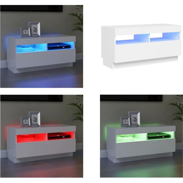 Vidaxl Mobile Tv Con Luci Led Bianco 80X35X40 Cm - Mobile Tv - Mobile Tv - Mobile Tv Con Led - Mobili Tv-image