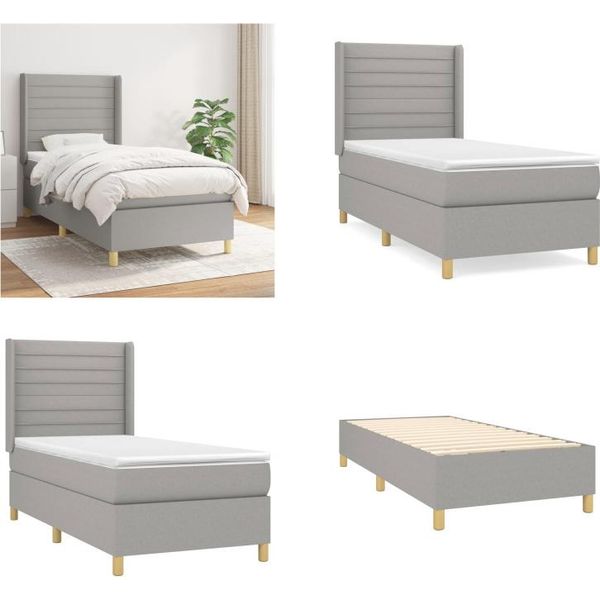 Vidaxl Letto Boxspring Con Materasso In Tessuto Grigio Chiaro 80X200 Cm - Letto Boxspring - Boxspringbetten - Bett - SchlafzimmermöBel-image