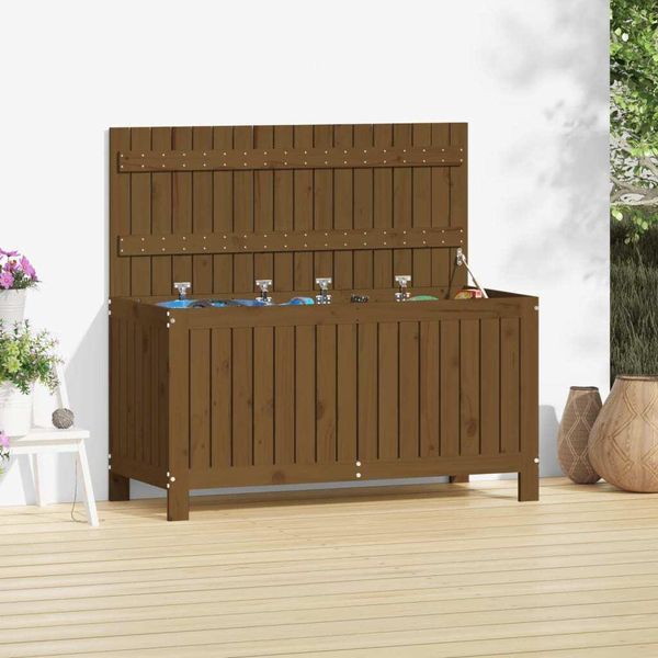 The Living Store Cassapanca Da Giardino Marrone Miele 115X49X60 Cm In Legno Di Pino Massiccio-image