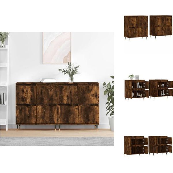 Vidaxl Credenze 2 Pz. Materiale A Base Di Legno Di Quercia Fumé - Credenze-image