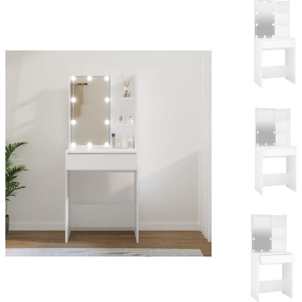 Vidaxl Tavolino Da Toilette Con Led Bianco 60X40X140 Cm - Tavolini Da Toilette-image