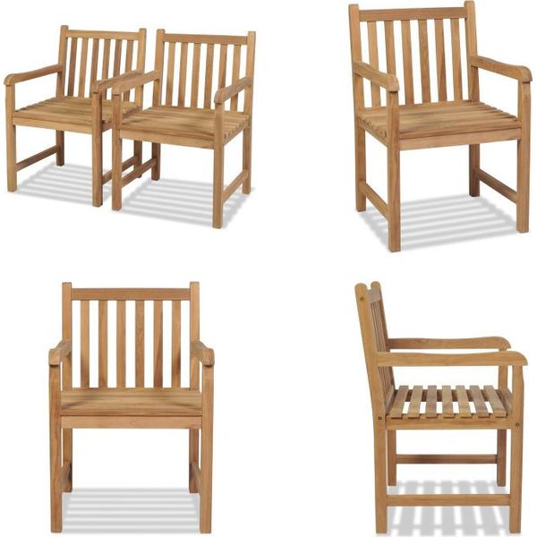Vidaxl Sedie Da Giardino 2 Pz. Legno Massiccio Teak - Sedia Da Giardino - Sedie Da Giardino - Sedia - Sedie-image