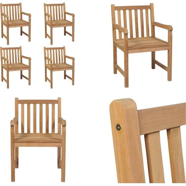 Vidaxl Sedie Da Giardino 4 Pz. Legno Massiccio Di Teak - Sedia Da Giardino - Sedie Da Giardino - Sedia Da Esterno - Sedie Da Esterno-image
