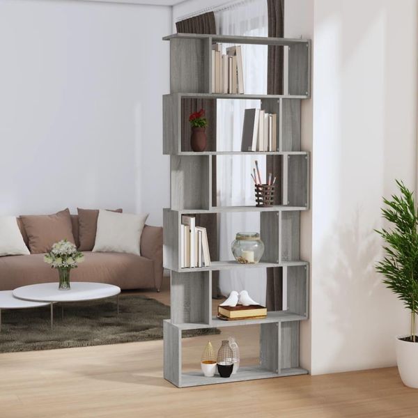 Vidaxl Libreria/Divisorio Per Ambienti Grigio Sonoma 80X24X192 Cm Materiale A Base Di Legno - Libreria - Scaffali Per Libri - Libreria - Divisorio Per Ambienti-image