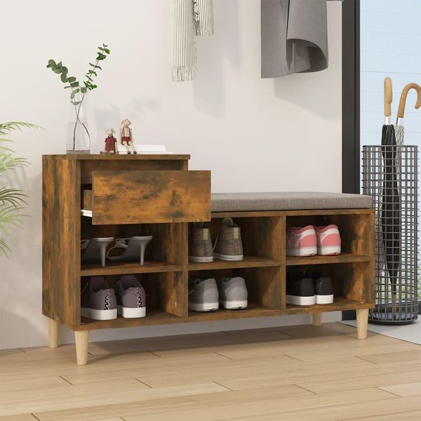 Vidaxl Scarpiera In Rovere Affumicato 102X36X60 Cm In Legno - Scarpiera - Ripiani Per Scarpe - Armadio Per Scarpe - Custodia Per Scarpe-image