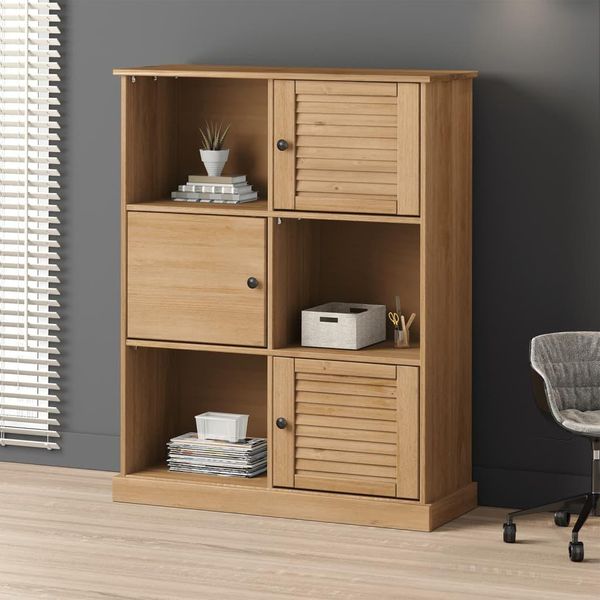 The Living Store Libreria Vigo 90X35X114,5 Cm In Legno Di Pino Massiccio-image
