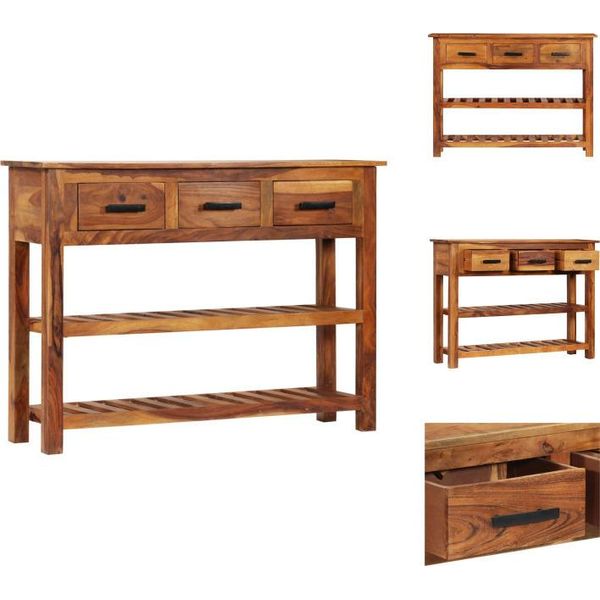Vidaxl Credenza Con 3 Cassetti 110X30X80 Cm In Legno Massiccio Di Acacia - Credenze-image