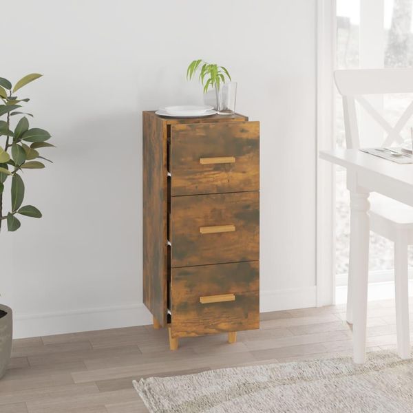 The Living Store Credenza Rovere Fumé 34,5X34X90 Cm Materiale In Legno-image
