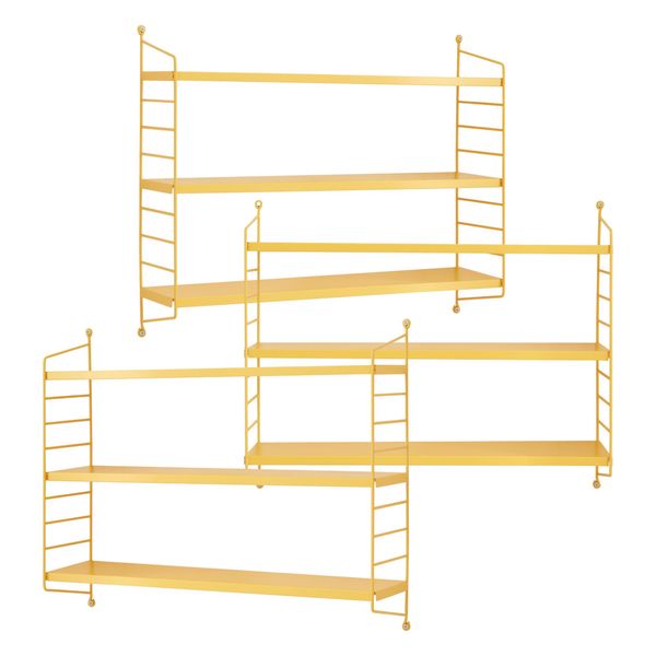 Set Di 3 Mensole A Muro Modulari 'SträNgnäS' In Acciaio 50 X 60 X 15 Cm Giallo-image