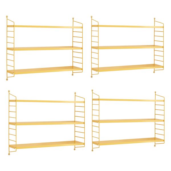 Scaffale A Muro Modulare 'SträNgnäS', Set Di 4 Pezzi In Acciaio 50 X 60 X 15 Cm Giallo-image