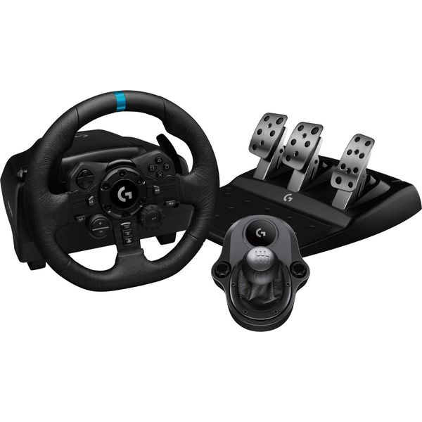 Logitech G Kit Da Corsa Logitech G923 Se: Volante Da Corsa E Pedali G923, Trueforce, Vera Pelle + Leva Del Cambio Driving Force - Per PS5, PS4, Pc, Mac - Nero-image