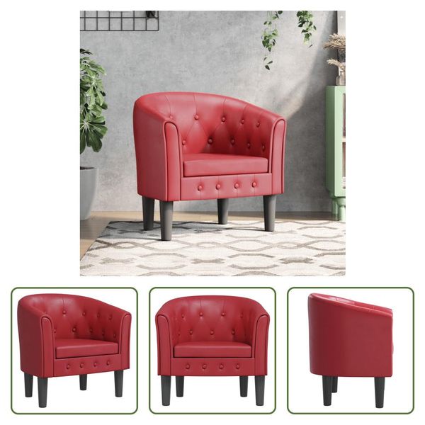 The Living Store Sedia Club In Pelle Finta Rosso Vino-image