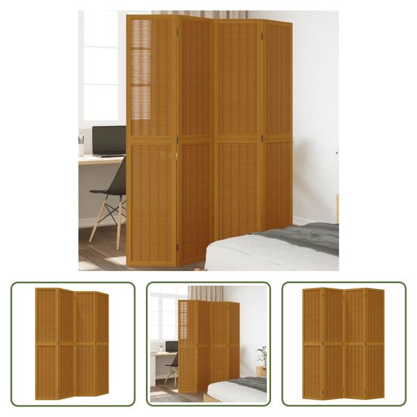 The Living Store Divisorio 4 Pezzi In Legno Massiccio Marrone Paulownia-image