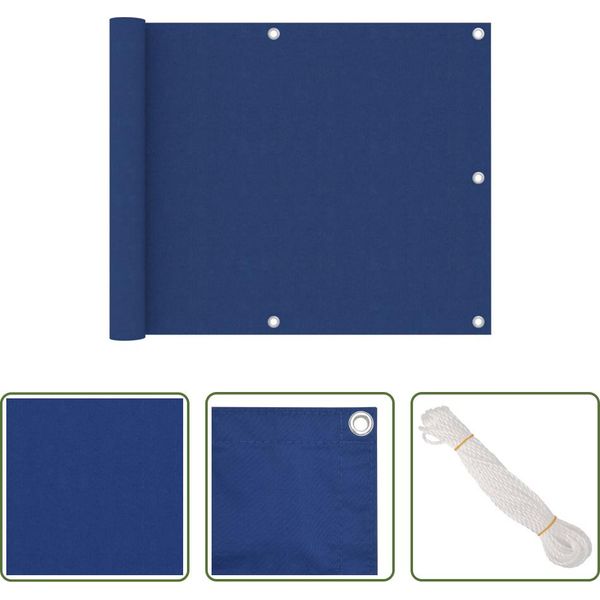 The Living Store Paravento Per Balcone Blu 75X300 Cm Tessuto Oxford-image