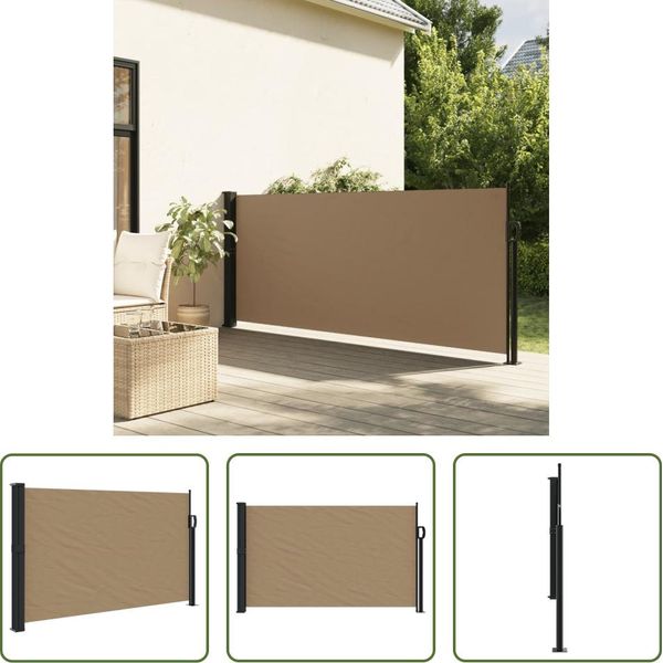 The Living Store Tenda Laterale Estensibile Taupe 120X500 Cm-image