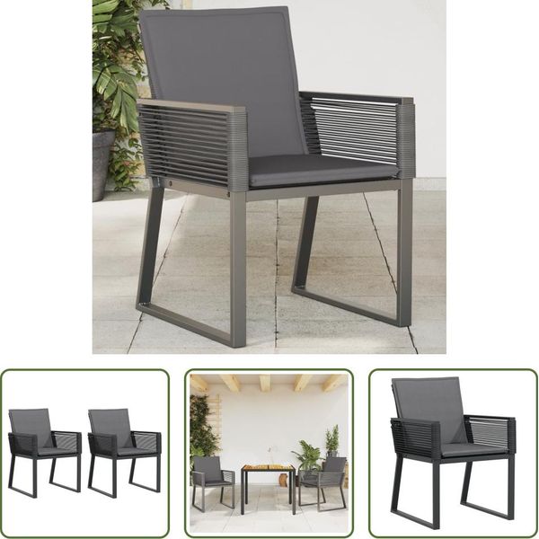 The Living Store Sedie Da Giardino Con Cuscino 2 Pezzi Nero Poly Rattan-image