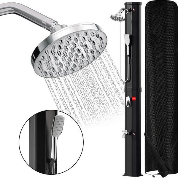 Yakimz Doccia Solare 60L Con Copertura Protettiva, Con Doccetta, Nero Doccia Esterna Doccia Per Piscina Doccia Da Giardino Deluxe Campeggio-image
