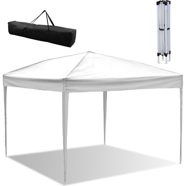 Tolletour Gazebo Pieghevole, Tendone Impermeabile, Gazebo Per Feste Con Protezione Uv, Gazebo Da Giardino Per Feste In Terrazza, Gazebo Pieghevole 3X3M Senza Lati Bianco-image