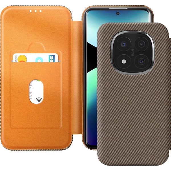 Avizar, Etui Xiaomi Redmi Note 14 Pro /14 Pro Plus Carbon Design, Rfid-Blocker, Braun-image