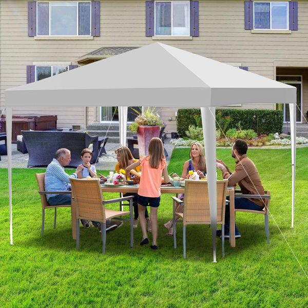 Tolletour Gazebo Pieghevole 3X3M Bianco Tenda Per Feste Protezione Uv Regolabile In Altezza Con Borsa Di Trasporto, Per Campeggio Giardino All'aperto Senza Pareti Laterali-image
