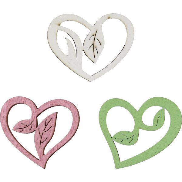 Romantica Decorazione Di Cuori In Legno Rosa Verde Bianco 18 Pezzi 5,5Cm-image