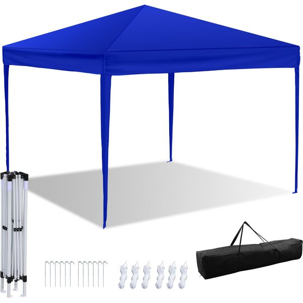 Gazebo Pieghevole Aopunly, Tendone Impermeabile, Gazebo Per Feste Con Protezione Uv, Gazebo Da Giardino Per Feste In Terrazza, Gazebo Pieghevole 3X3 M Senza Lati Blu-image