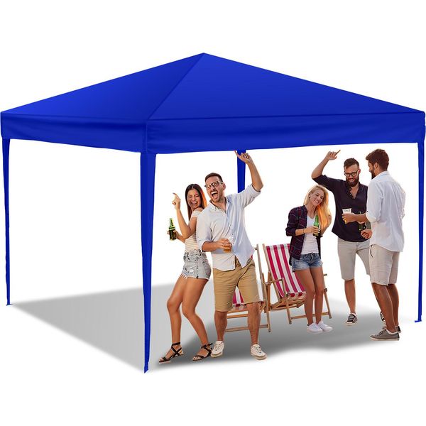 Tolletour Gazebo Pieghevole, Tendone Impermeabile, Gazebo Per Feste Con Protezione Uv, Gazebo Da Giardino Per Feste In Terrazza, Gazebo Pieghevole 3X3M Senza Lati Blu-image