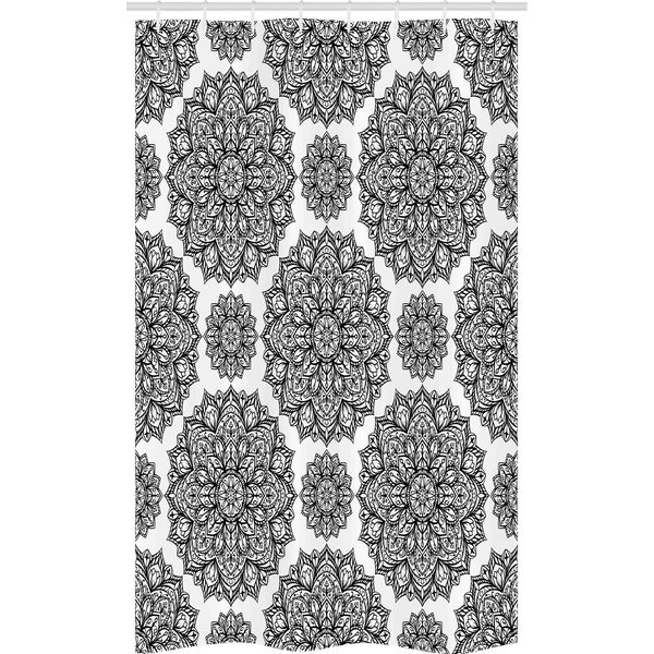 Abakuhaus Tenda Da Doccia Stretta Mandala, Disegno Mandala Orientale, Set Decorativo Per Bagno In Tessuto Con Ganci, 120 X 180 Cm, Bianco E Nero-image