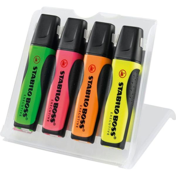 Stabilo® 73/4 Evidenziatore Premium - Boss Executive - Confezione Da 4 - Verde, Rosa, Arancione, Giallo-image