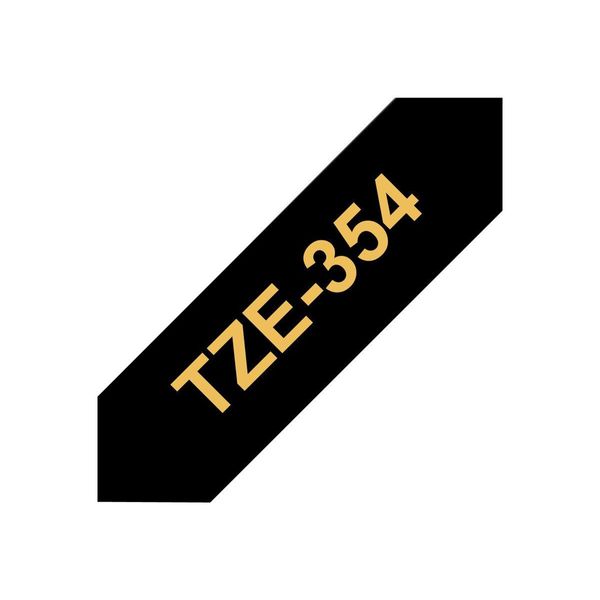 Brother Tze354 - Nastro Adesivo Laminato - Oro Su Nero - Rotolo (2,4 Cm X 8 M) - 1 Rotolo (TZE354)-image