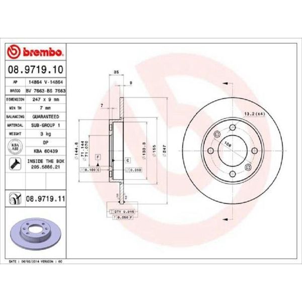Bremsscheibe Brembo 08.9719.11-image