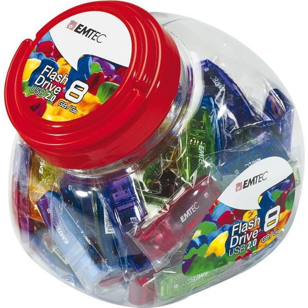 Emtec C410 Color Mix - Candy Jar 2.0 Unità Flash Usb 8 Gb Usb Tipo A Blu, Verde, Viola, Rosso, Giallo-image