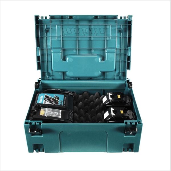 Makita Power Source Kit 18V Con: 2X Batterie BL1830B 3,0Ah + Caricabatterie DC18RC ( 196693-0 ) + Valigetta Makpac-image