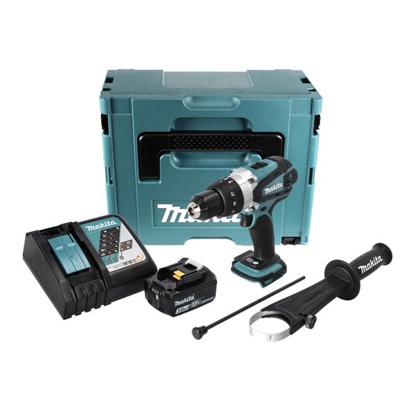 Makita Dhp 458 RF1J Trapano Avvitatore Ad Impulsi 18V 91Nm A Batteria In Valigetta Makpac + 1X Batteria 3,0 Ah + Caricabatterie-image