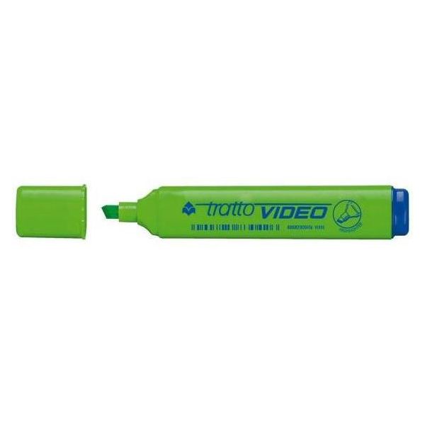 Tratto Video Evidenziatore 12 Pz Punta Smussata Verde-image