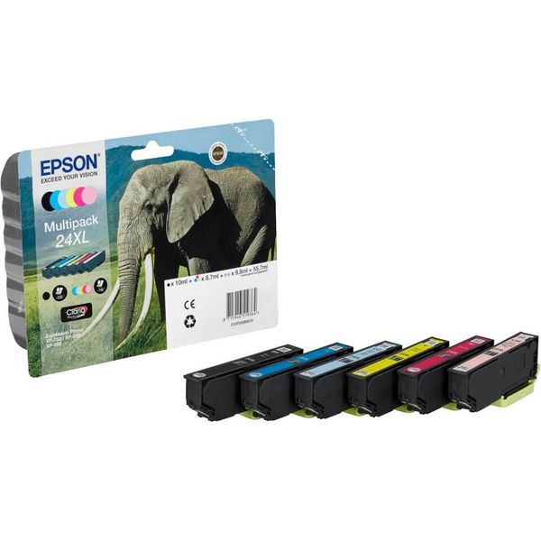 Epson 24XL Multipack - Confezione Da 6 - Nero, Giallo, Ciano, Magenta, Magenta Chiaro, Ciano Chiaro - Originale - Blister-image