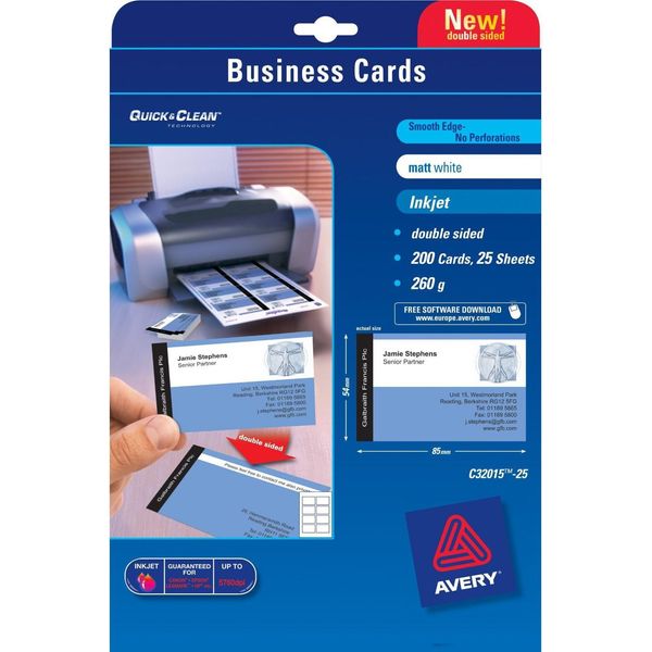 Avery Quick&Clean 85 X 54 Mm (X25) Biglietto Da Visita 200 Pz-image