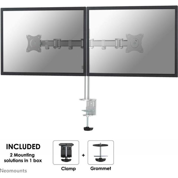 Neomounts NM-D135DSILVER Supporto Da Tavolo Per Tv A Schermo Piatto 68,6 Cm (27") Argento"-image