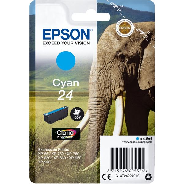 Epson Elephant C13T24224022 Cartuccia D'inchiostro 1 Pz Originale Ciano-image