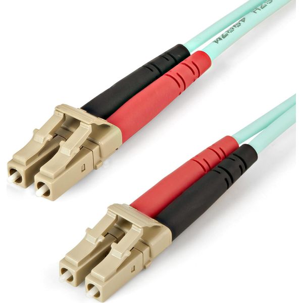 Startech.Com Cavo In Fibra Ottica Multimodale Da Lc/Upc A Lc/Upc OM4 Da 5 M - Fibra Lommf/Vcsel Zipcord Da 50/125 µM, Reti 100G - Bassa Perdita Di Inserzione - Cavo Patch In Fibra Lszh - Turchese-image