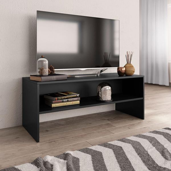 The Living Store Mobile Tv Nero 100X40X40 Cm Materiale Legno-image