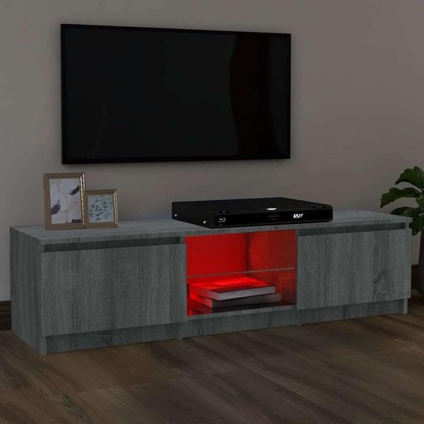 The Living Store Mobile Tv Con Luci Led Grigio Sonoma 120X30X35,5 Cm-image