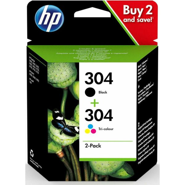 Hp 304 2-Pack Black/Tri-Color Original Ink Cartridges Cartuccia D'inchiostro 2 Pz Originale Resa Standard Nero, Ciano, Magenta, Giallo-image