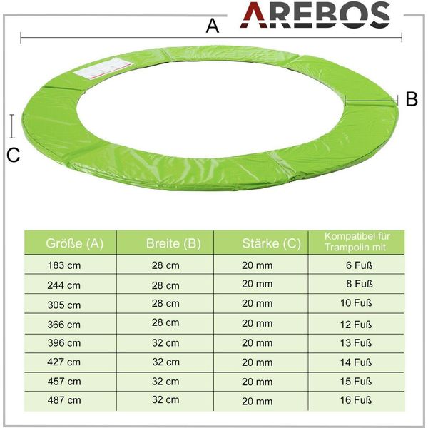 Copertura Del Bordo Del Trampolino Arebos Ø 366 Cm Verde Chiaro | Resistente Ai Raggi Uv E Impermeabile-image