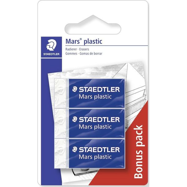 Staedtler Mars 526 53 Gomma Per Cancellare Plastica Blu, Bianco 3 Pz-image