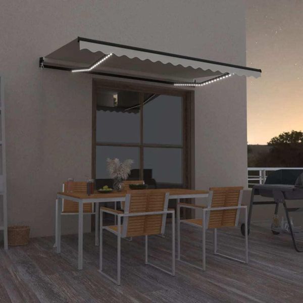 The Living Store Tenda Da Sole Manuale A Scomparsa Con Led 450X300 Cm Crema-image
