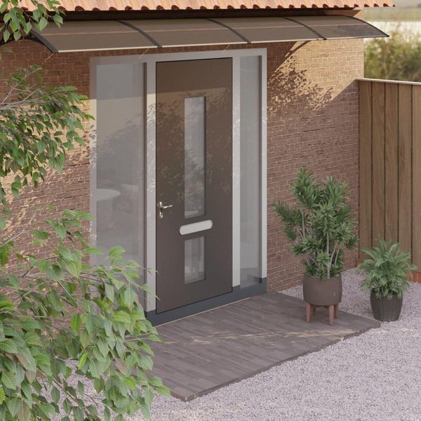 The Living Store Tettoia Per Porta Nera 350X100 Cm In Policarbonato-image